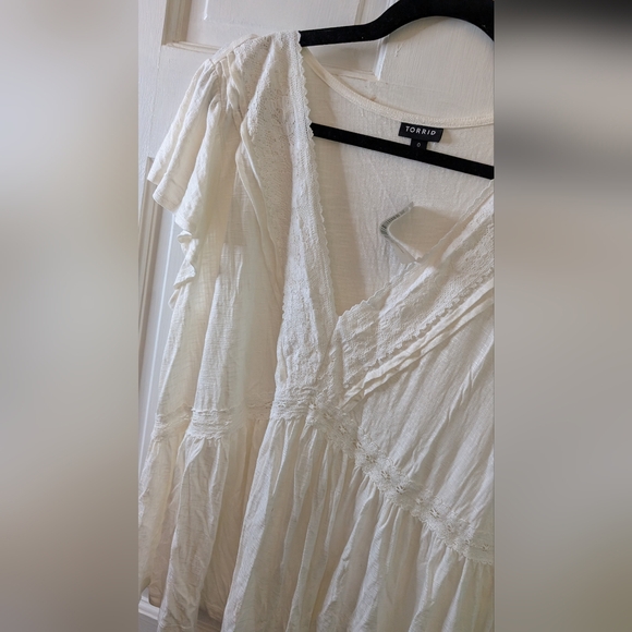 Knit V-Neck Lace Inset Babydoll Top NWT size 0 - Picture 8 of 11